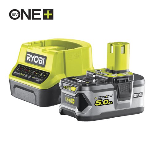 RYOBI - RC18120-150 Caricabatterie compatto + 1 Batteria Lithium+ 18V 5,0Ah