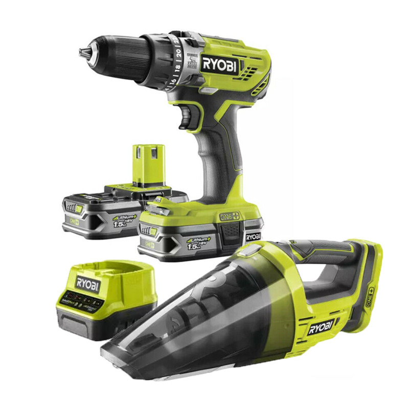 RYOBI - R18PDHV-213S - KIT TRAPANO ASPIRATORE COMPATTO 